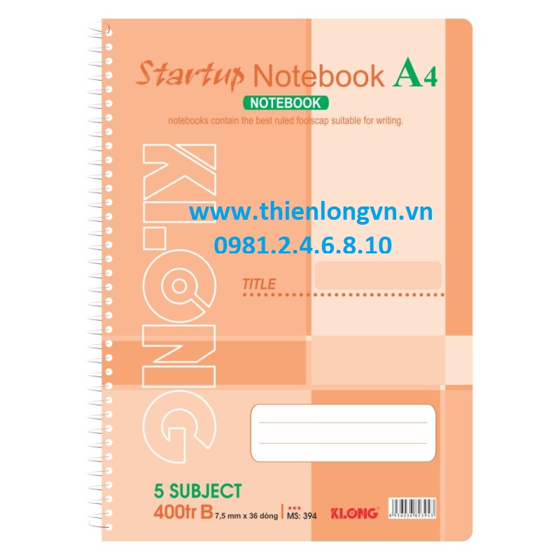 Sổ lò xo đơn A4 - 400 trang; Klong 394