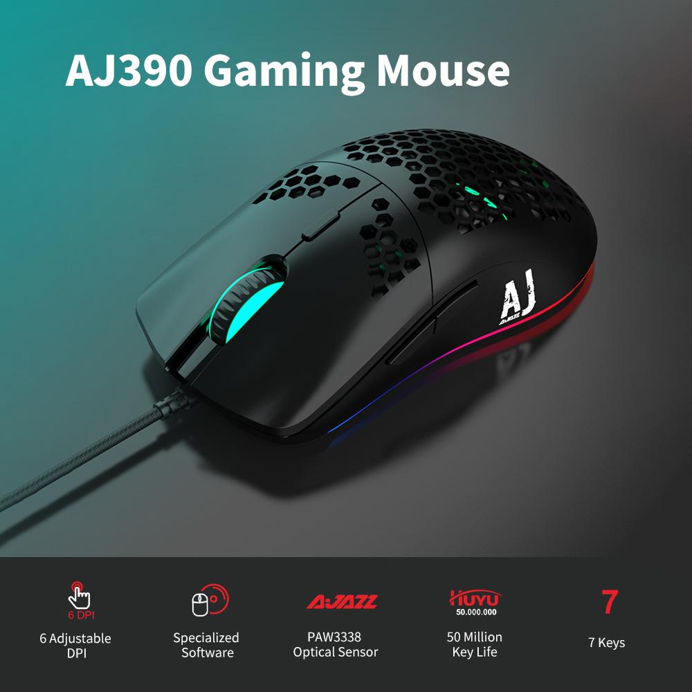 Chuột chơi game có dây Ajazz AJ390 với 7 phím có thể điều chỉnh DPI Thiết kế tiện dụng
