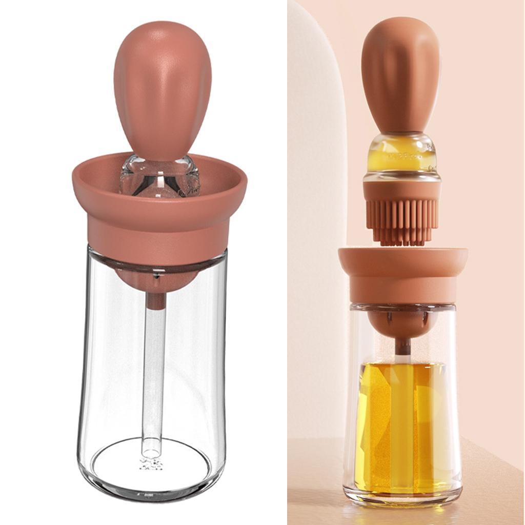 2x Oil Bottle with Brush Oil Container Easy Clean for Kitchen Outdoor Tools