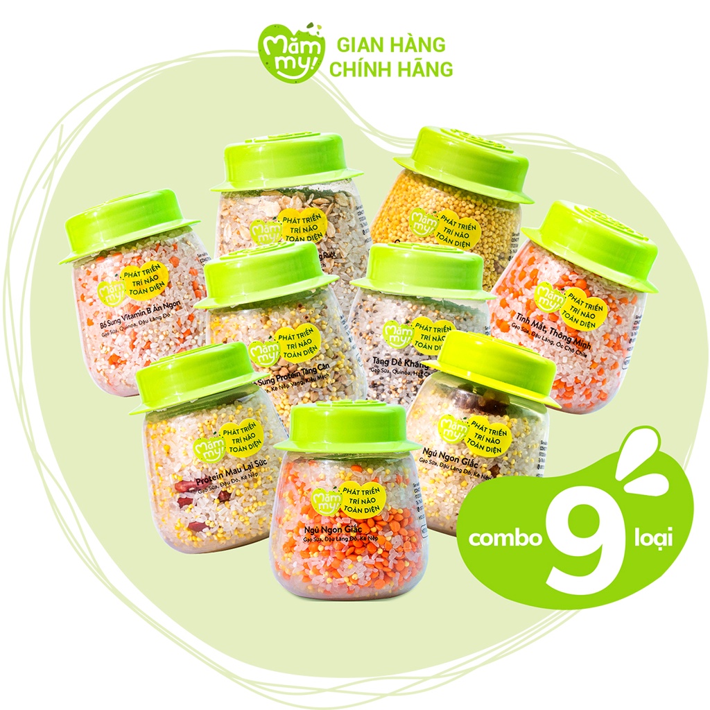 Combo 9 hũ hạt mix sẵn Mămmy nấu cháo bổ sung chất dinh dưỡng cho bé ăn dặm trên 6 tháng