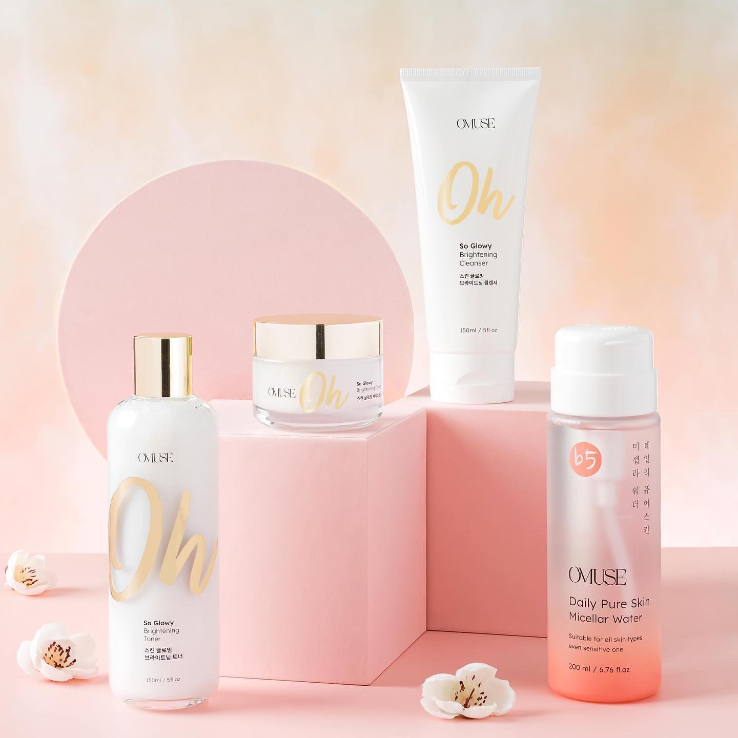 Nước tẩy trang O'MUSE - Daily Pure Skin Micellar Water 200ml dạng nắp nhấn, phù hợp mọi loại da