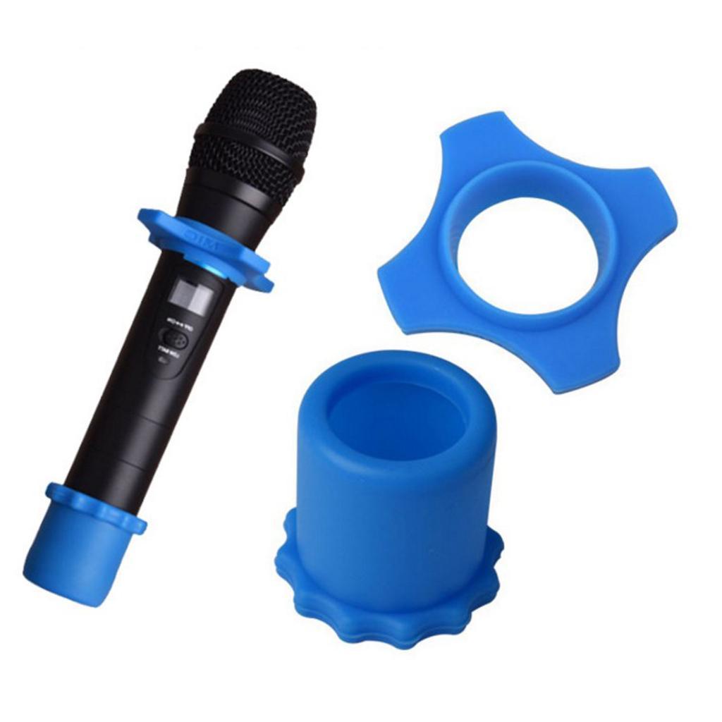 2x Wireless Microphone Mic Anti-slip Anti-rolling Protection Blue Black