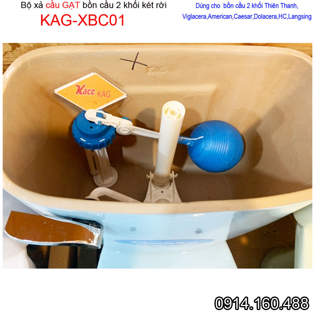 Bộ xả cầu gạt phổ thông 2 khối , xả bệt gạt két rời KAG-XBC01