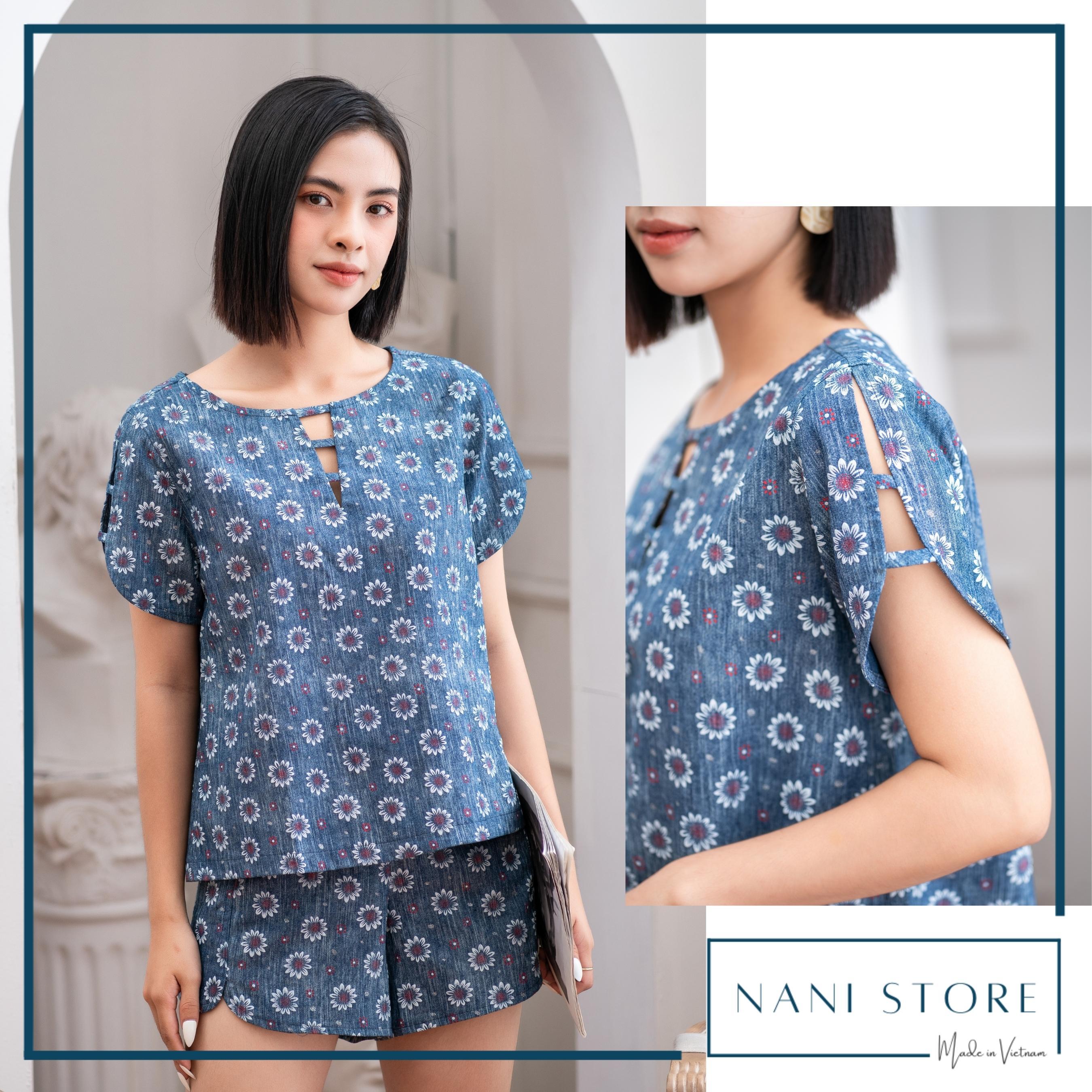 Đồ bộ đùi có tay đan dây cúc họa mi