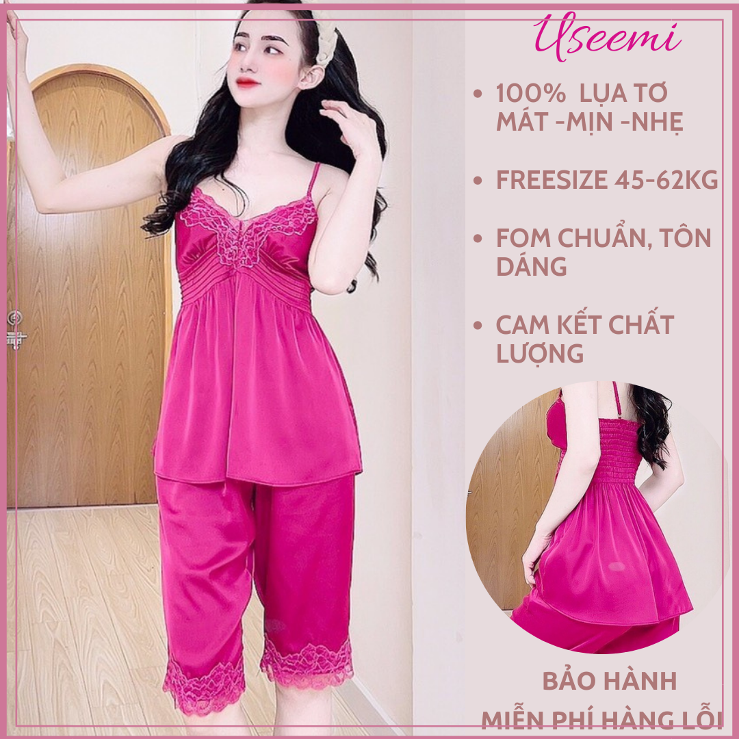 Đồ Bộ Lụa/Lanh/Satin Lửng Mặc Ở Nhà Nữ - Bộ Ngủ Nữ 2 Dây BabyDoll Mặc Mùa Hè, Nhiều Màu Dễ Thương - DNl107