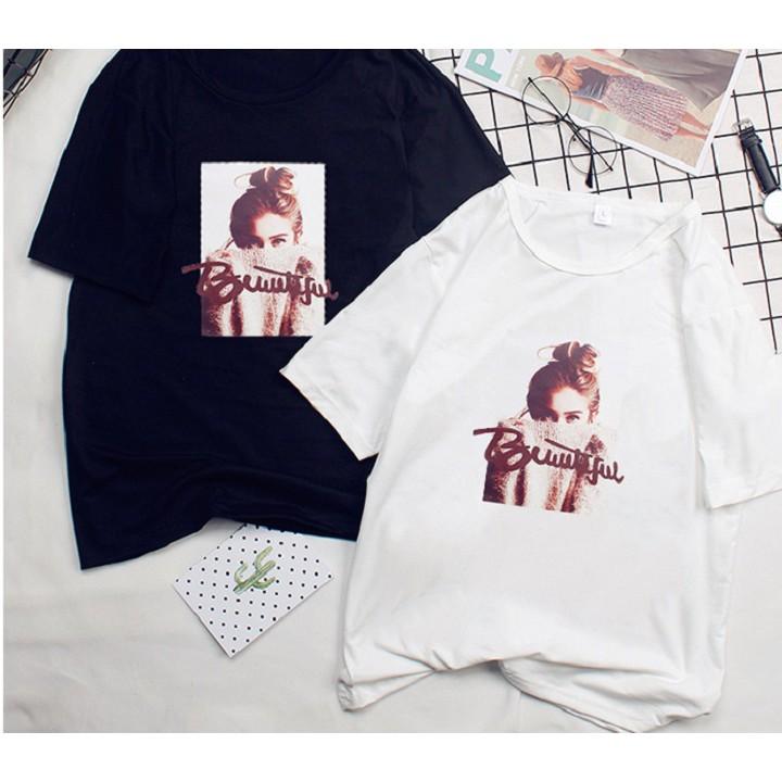 Áo thun nữ thời trang 100% cotton - áo thun tay lỡ - áo phông trắng nữ