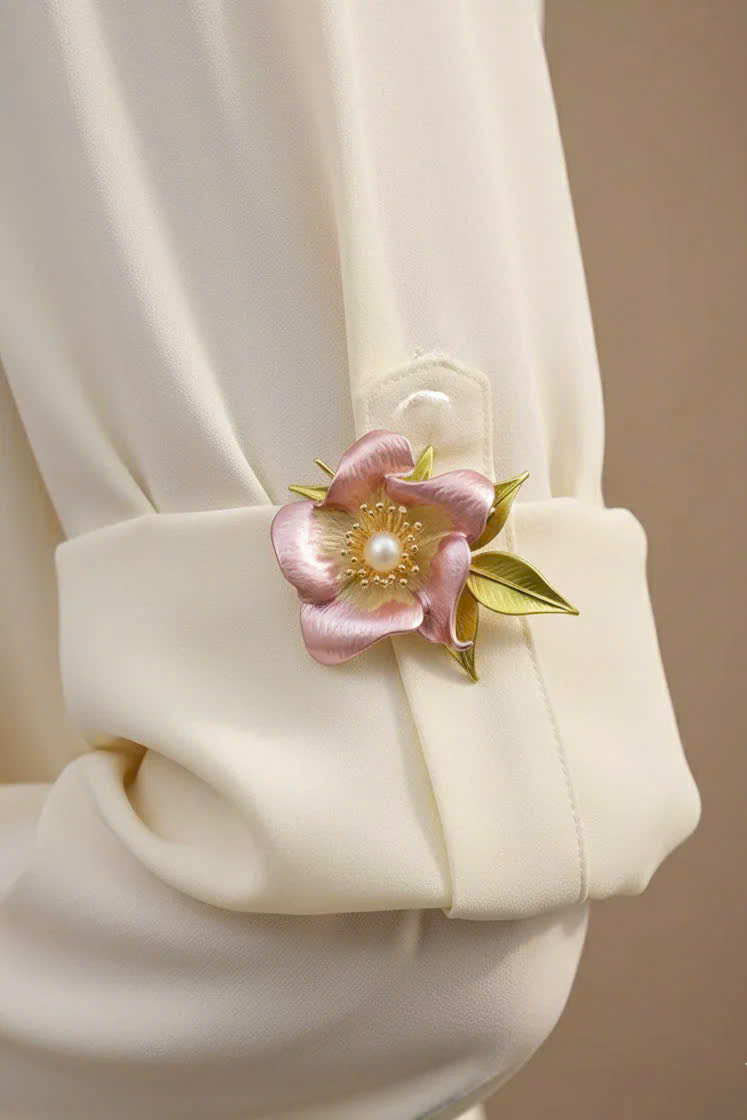 Trâm Cài Áo Vest, Áo Dài Hoa Đính Ngọc Trai Baroque Hồng thời trang thiết kế Hity ACC437