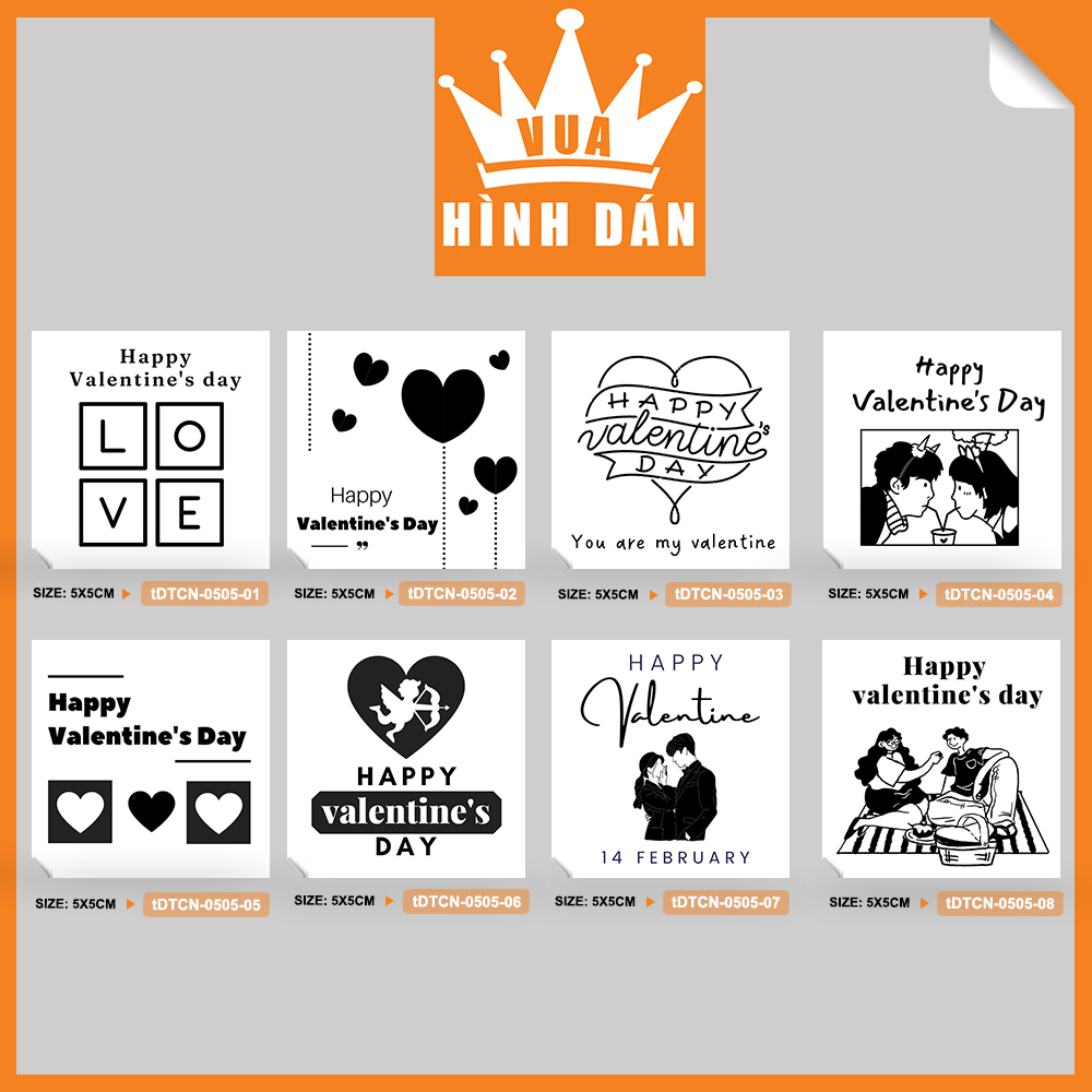 Set 50/100 sticker HAPPY VALENTINE’S DAY 5x5cm - tem dán, nhãn dán lên hộp, gói quà, túi hàng 1.046