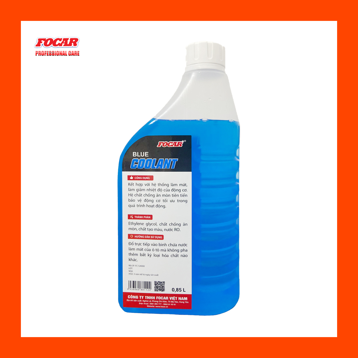 Nước làm mát động cơ màu xanh Focar Blue Coolant 0,85L