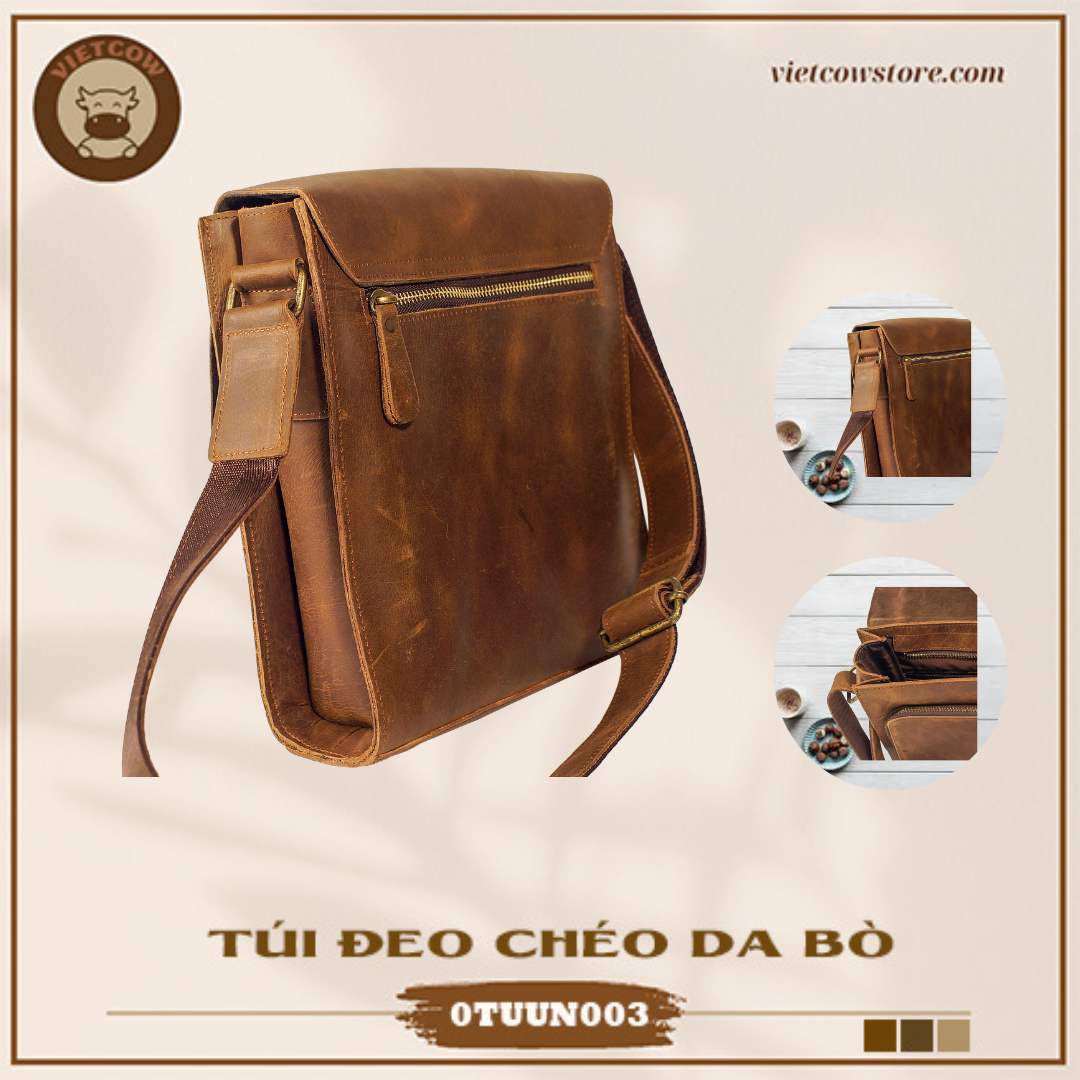 Túi Đeo Chéo Tablet Da Bò Sáp, Túi Đeo Chéo Da Bò Sáp Thời Trang_VietCow_0TUUN003