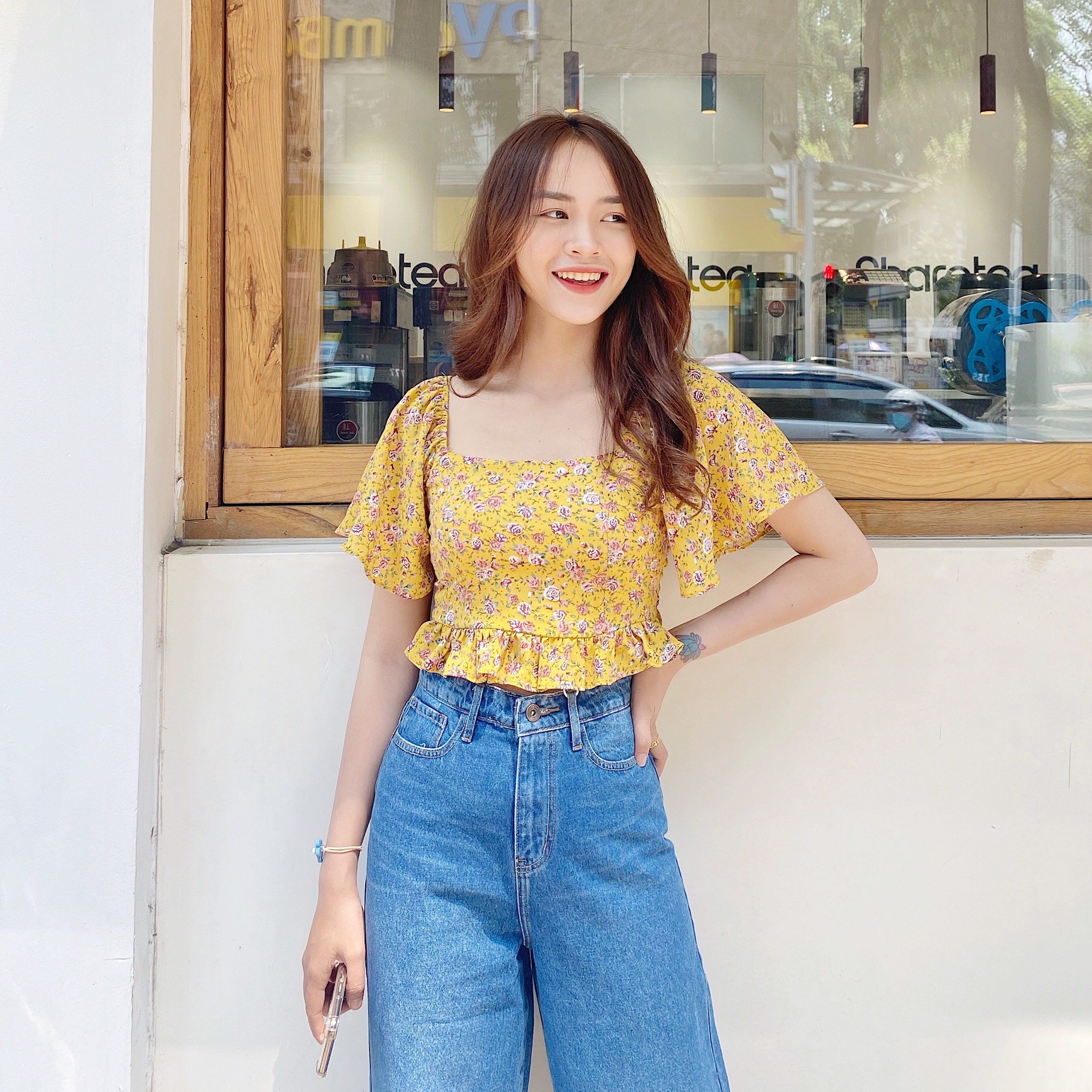 QUẦN JEANS ỐNG SUÔNG COTTON 2 KHUY JEA64 - XANH ĐẬM