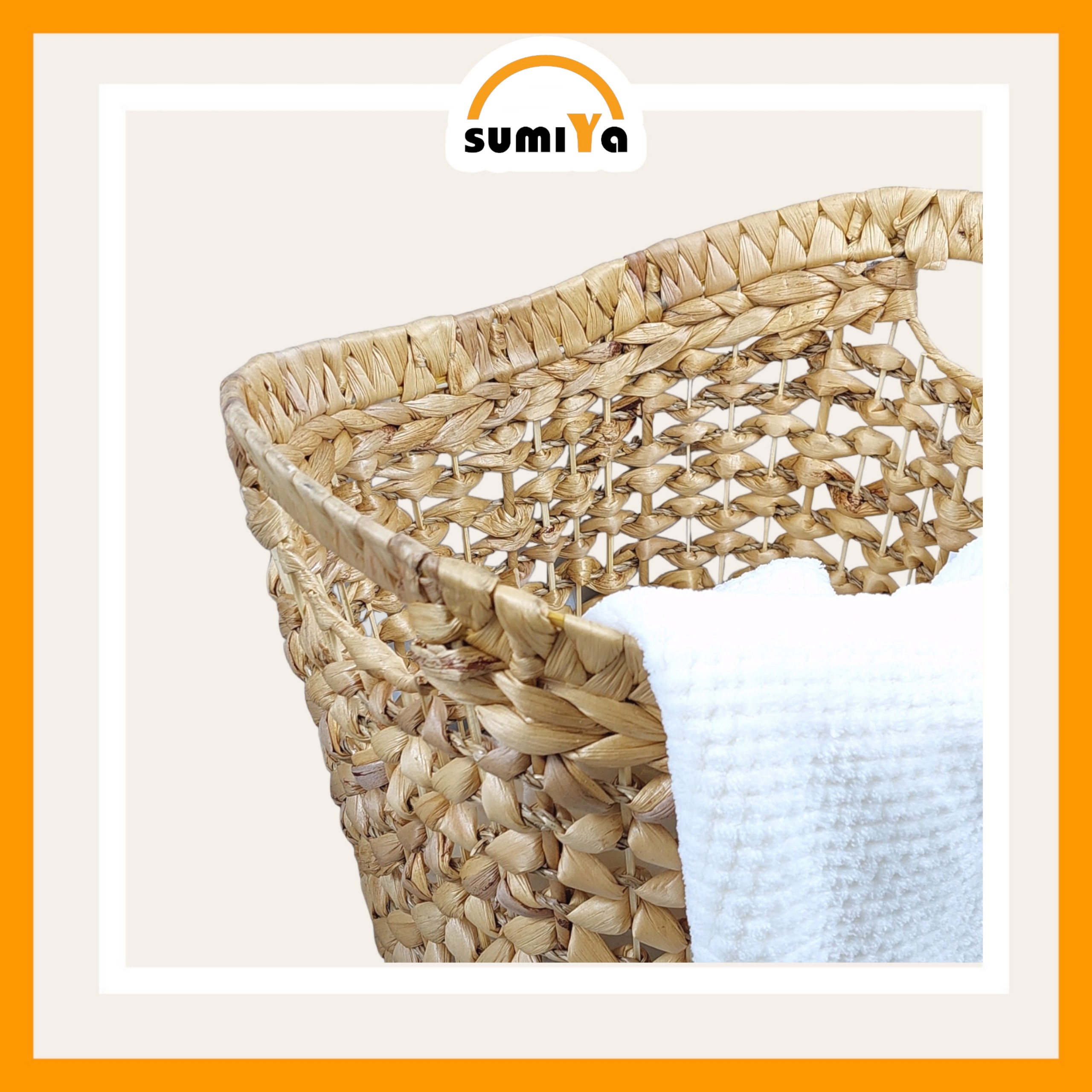 Giỏ lục bình tròn đan hoa thị đựng quần áo