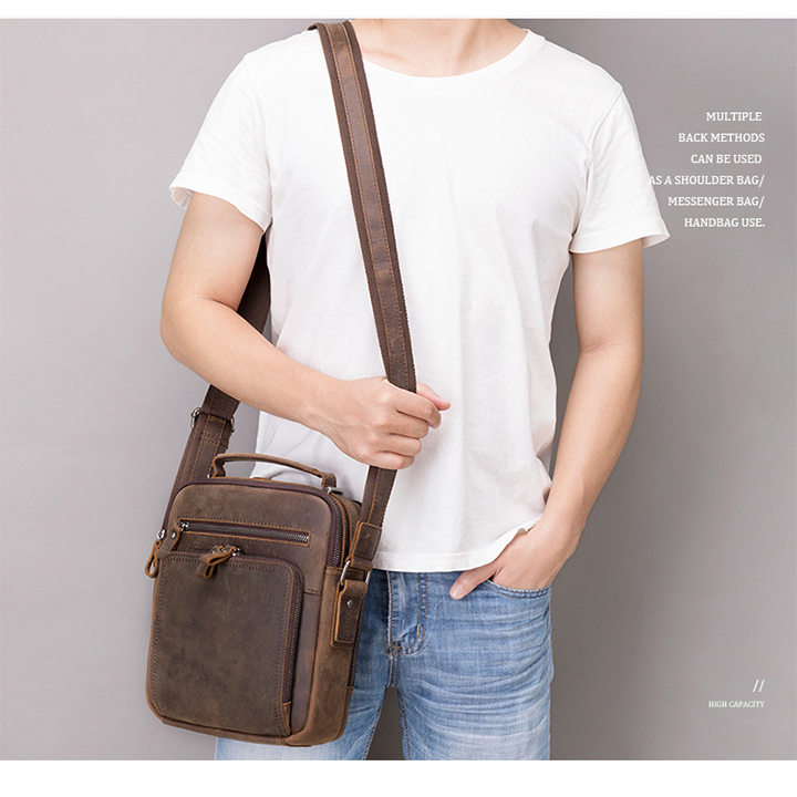 Túi đeo chéo nam BHM6014 chuẩn da bò thật