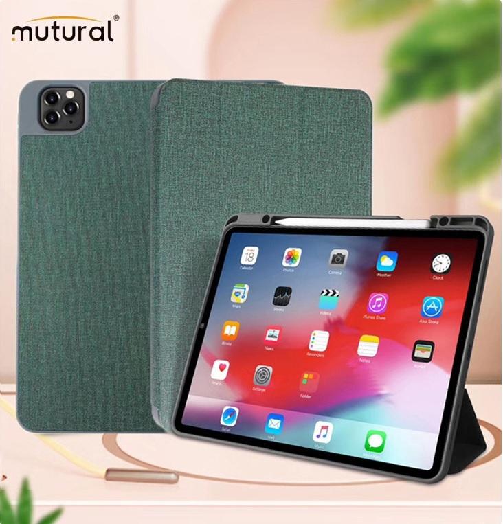 Bao da chính hãng Mutural cao cấp cho iPad Pro 12.9 2020 có khay đựng bút - Xanh rêu
