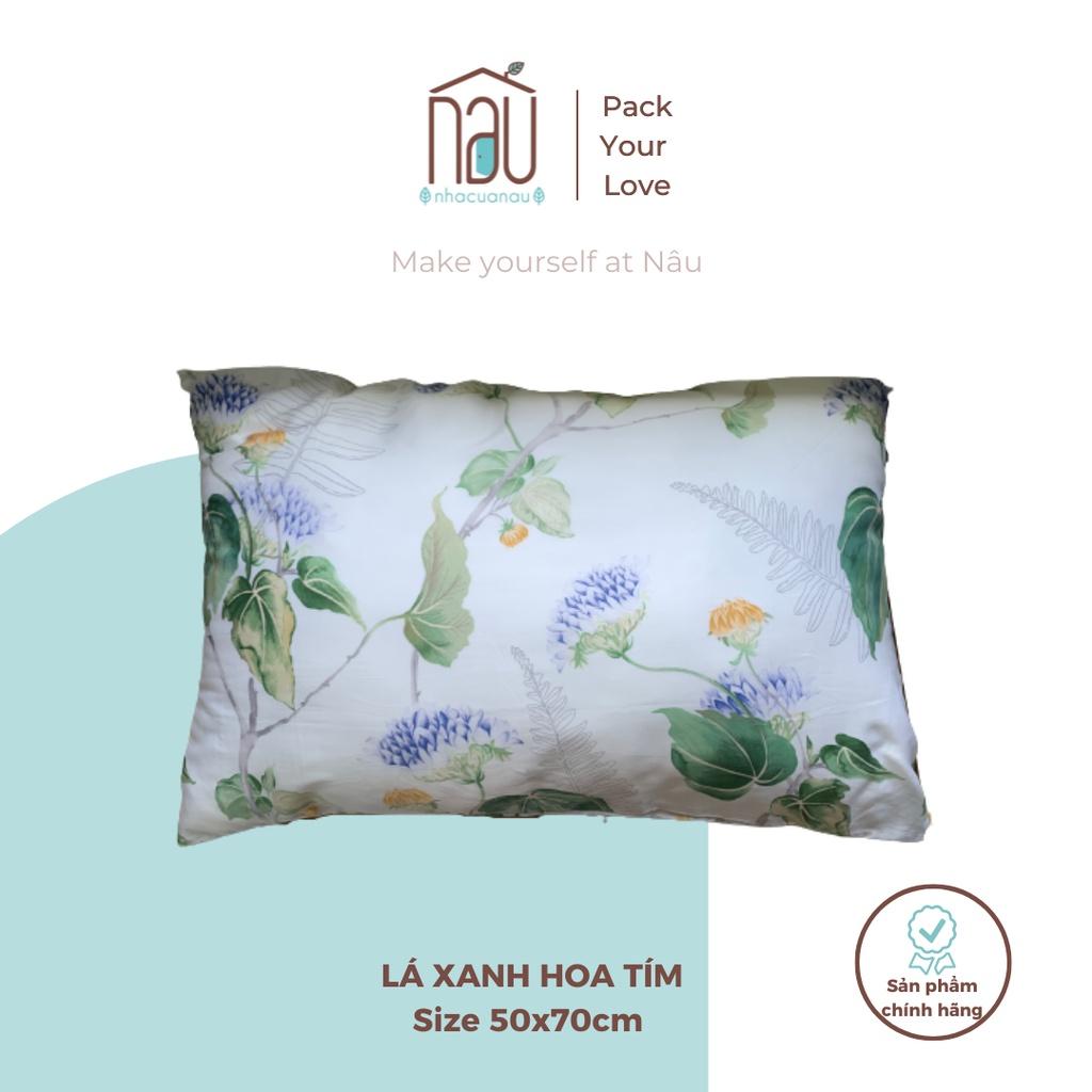 Vỏ gối Gia An homedecor chất liệu tencel lyocell 60s họa tiết hoa lá