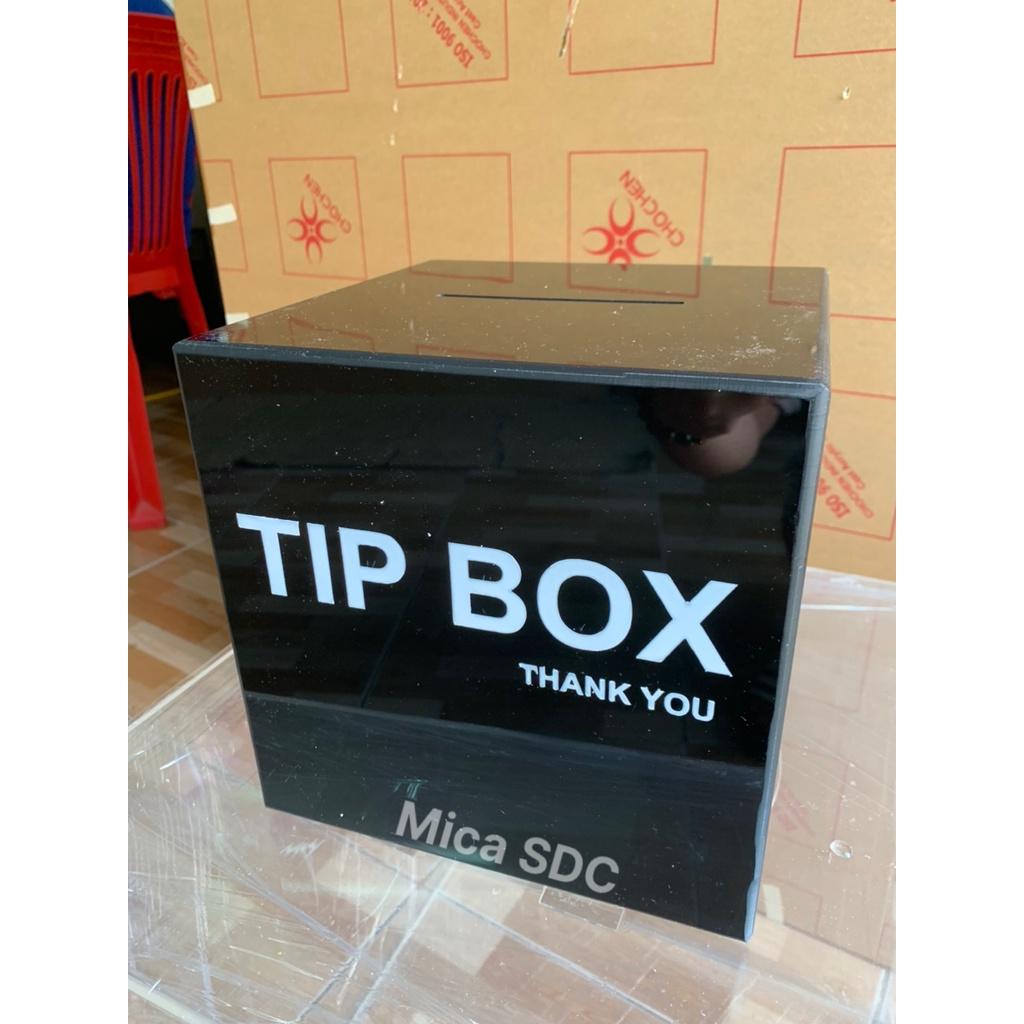 Hộp đựng tip hộp mica đựng tiền tip tiền từ thiện theo màu sắc yêu cầu