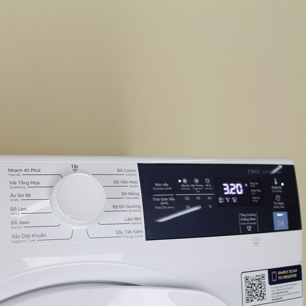 Máy sấy quần áo Electrolux EDV754H3WB (7.5kg) - Hàng Chính hãng bảo hành 24 tháng