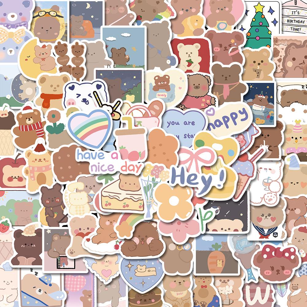 Sticker gấu phong cách hàn quốc hoạt hình cute trang trí mũ bảo hiểm,guitar,ukulele,điện thoại,sổ tay,laptop-mẫu S17