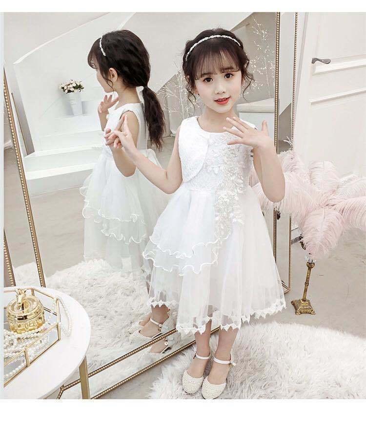 DONGSHOP Váy mùa hè cho bé gái 2023 Váy công chúa siêu xinh xắn Váy lụa phương Tây Váy trẻ em