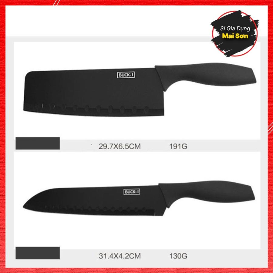 Bộ Dao Nhà Bếp Cao Cấp BUCK-I Bộ Dao Nhật Bản Sang Trọng Chất Liệu Thép Hợp Kim Chống Gỉ Siêu Sắc Bén 5 Món Tiện Lợi