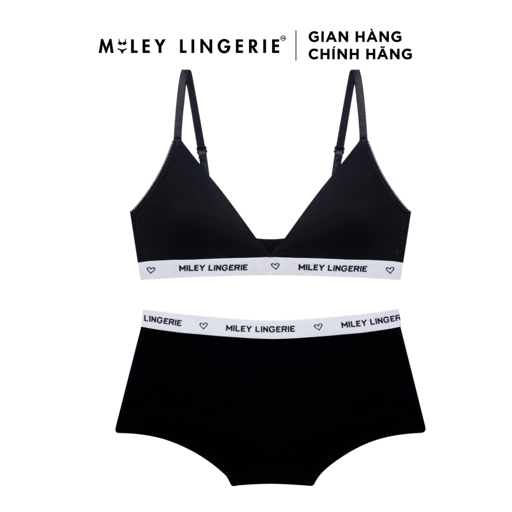 Bộ Đồ Lót Cổ Chữ V Phối Quần Boy Short Sợi Vải Thiên Nhiên Miley Lingerie