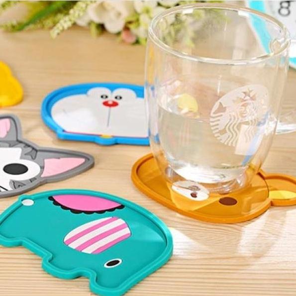 ĐẾ LÓT LY TẤM LÓT LY BẰNG SILICONE HÌNH THÚ GIỮ BÀN LUÔN KHÔ THOÁNG TIỆN DỤNG