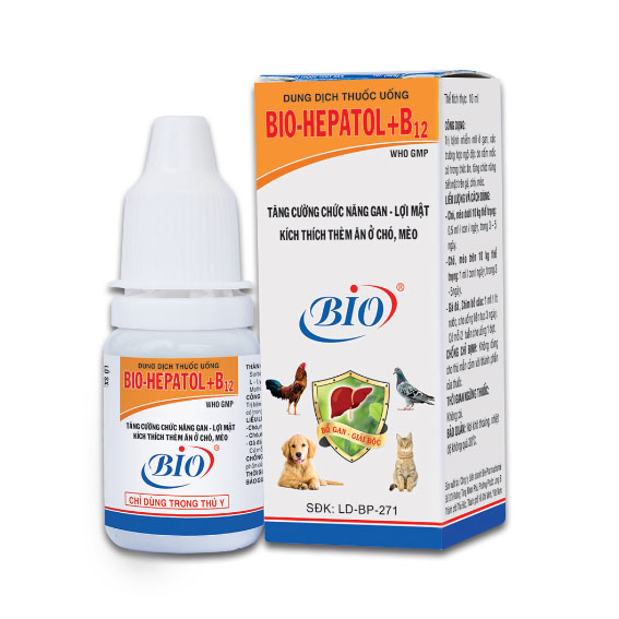 1 hộp (20 chai) Bio Hepatol B12 mát gan, giải độc, kích thích thèm ăn cho thú cưng