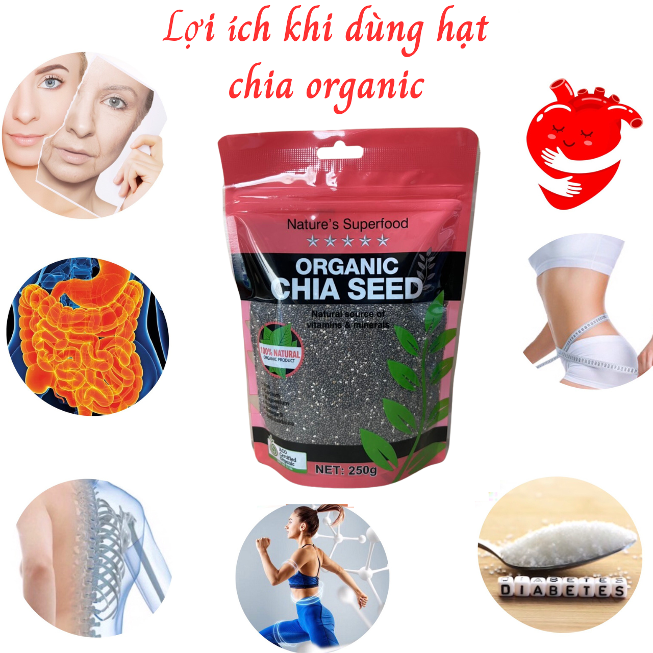Hạt Chia Hữu Cơ Australia Healthy Food & Nuts Organic Chia Seeds - QuaTangMe Extaste