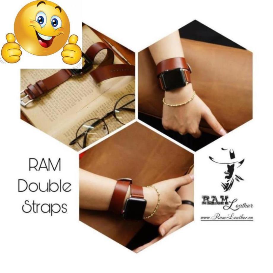 DÂY ĐỒNG HỒ DA BÒ THẬT RAM DOUBLE STRAP (TẶNG FULL PHỤ KIỆN) - HÀNG CHÍNH HÃNG