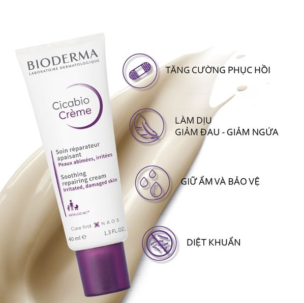 Hình ảnh Kem Hỗ Trợ Phục Hồi Da Bioderma Cicabio Cream 40ml