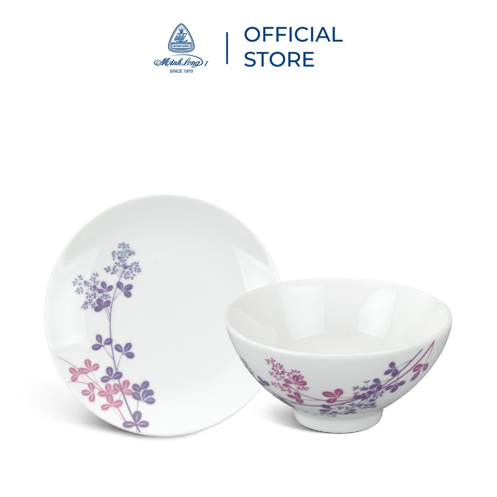 Bộ 10 chén cơm 11.5 cm - Daisy - Cỏ Tím - Gốm sứ cao cấp Minh Long - Quà tặng tân gia, bạn bè, đối tác, gia đình