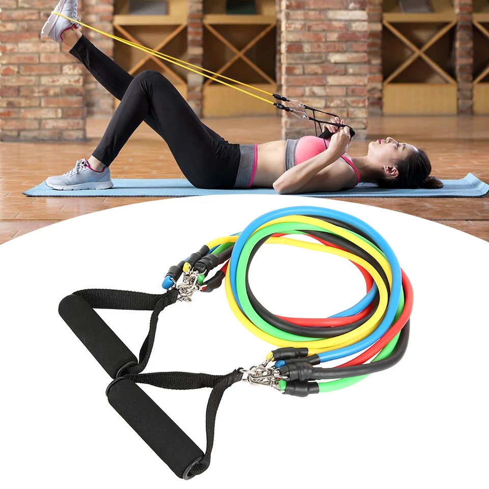 Combo Bộ Dây Cao Su Đàn Hồi Ngũ Sắc Tập Gym Tại Nhà và Kìm Bóp Cơ Tay 5-60kg + Màu Ngẫu Nhiên Dành Cho Mọi Lứa Tuổi