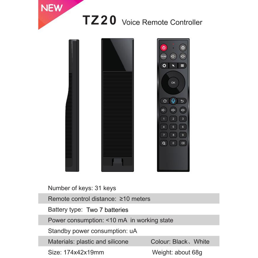 Remote Mouse Air Voice TZ20 - Điều khiển chuột bay tìm kiếm giọng nói - Hàng nhập khẩu