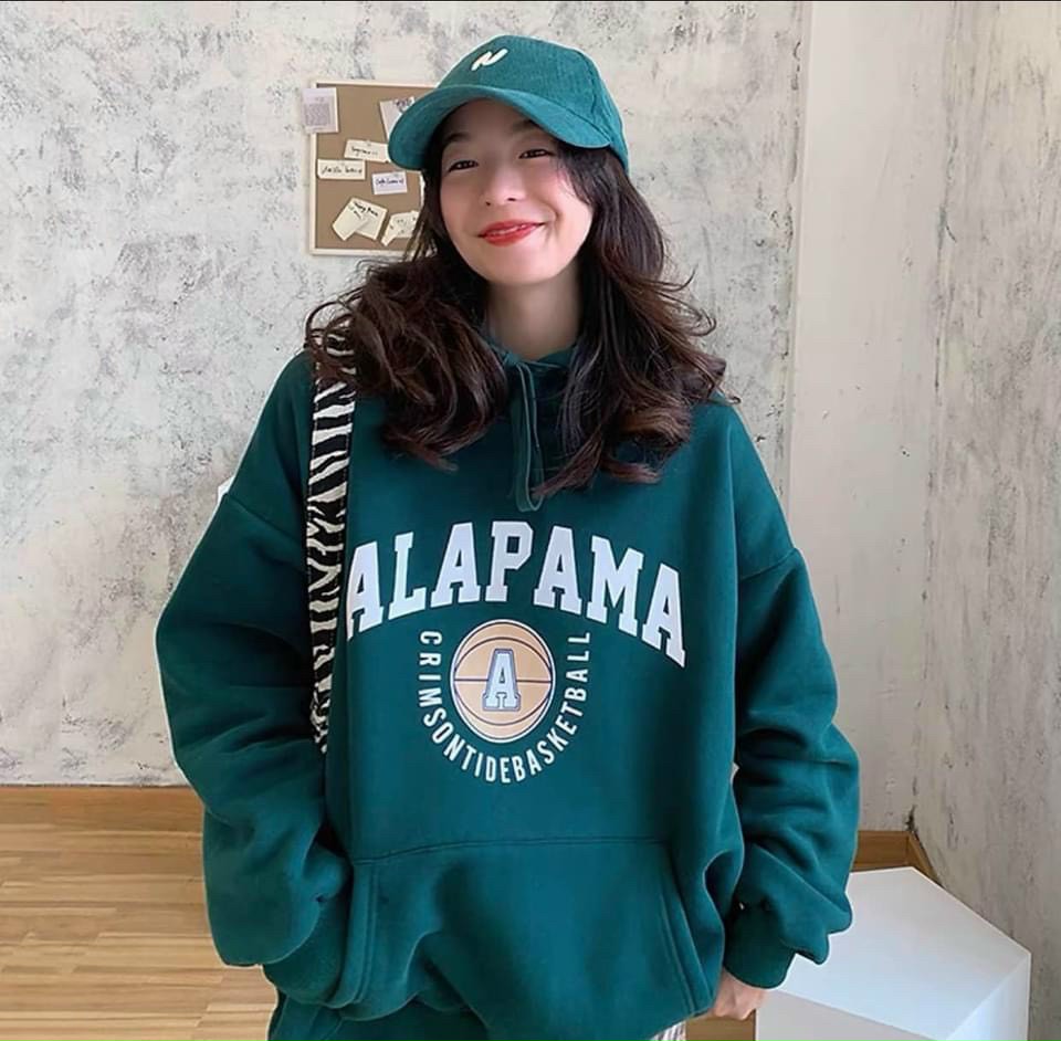 Hình ảnh Áo Hoodie oversize ALABAMA tay dài thu đông phong cách Hàn Quốc, Áo khoác nam nữ nỉ ngoại hoodie ALABAMA, Áo khoác Hoodies nam nữ vải nỉ bông mềm ấm form rộng Freesize Thời trang Hot Trend Kita Unisex - AIABAMA