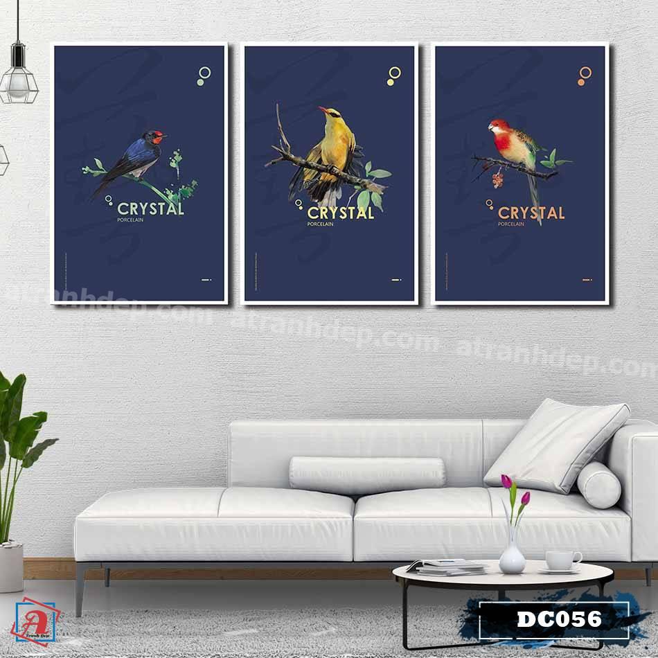 Bộ 3 tranh canvas treo tường Decor ba chú chim – DC056