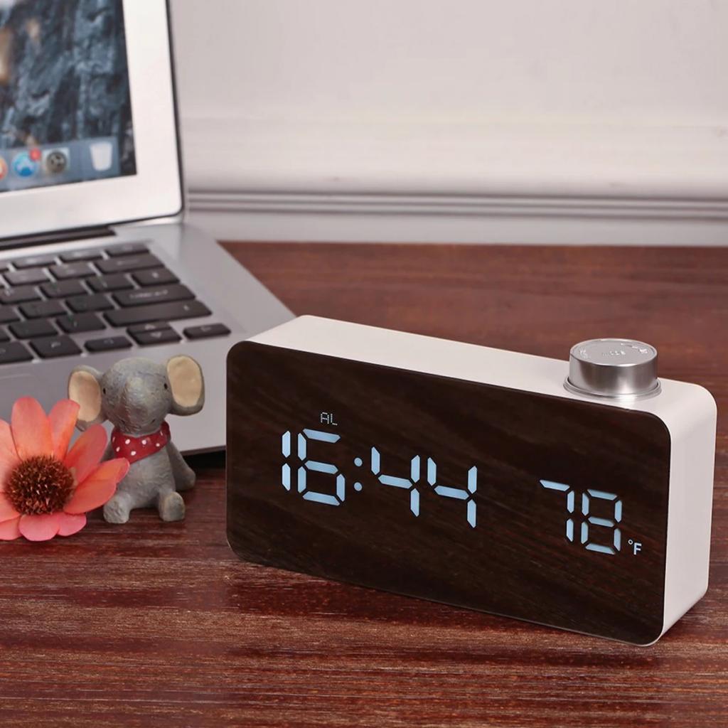 Creative Digital LED Mirror Alarm Clock With Thermometer Display 12H/24H