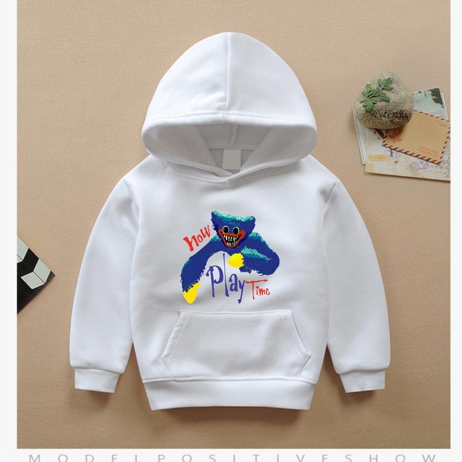 Áo hoodie trắng in hình Poppy Playtime Game chất nỉ bông đủ size cho bé trai bé gái