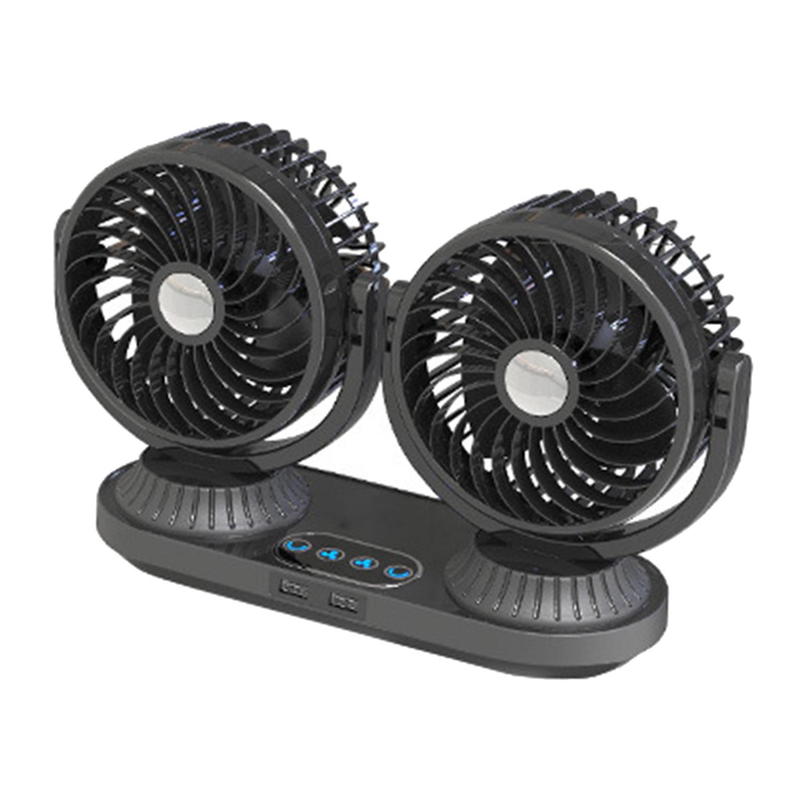 Dual Heads Car Fan 12V 24V Universal 360 Degree Rotating Air Circulation Fan