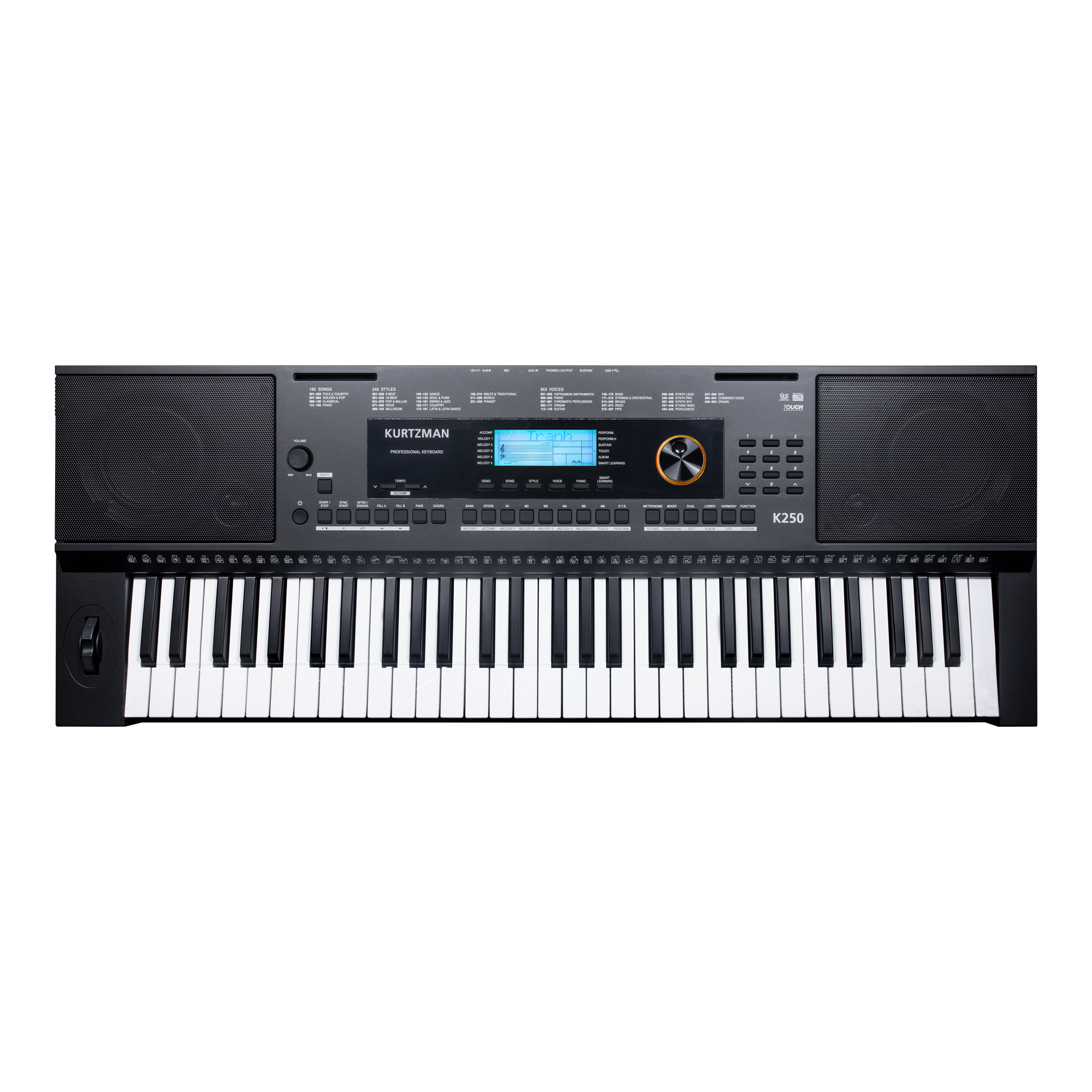 Đàn Organ điện tử/ Portable Keyboard - Kzm Kurtzman K250 - Perfect for Learning & Performing - Màu đen (BL) - Hàng chính hãng