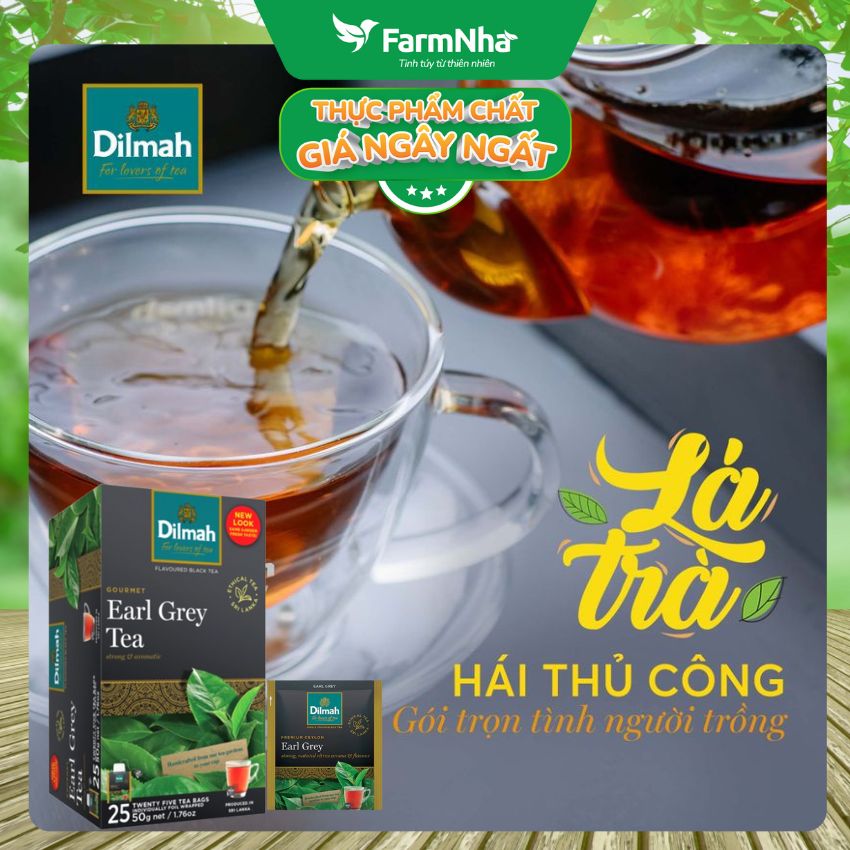 (Combo 3 hộp) Trà Dilmah Premium Ceylon Earl Grey Tea 50g 25 túi x 2gr Trà Bá Tước Anh Quốc - Tinh hoa trà Sri Lanka