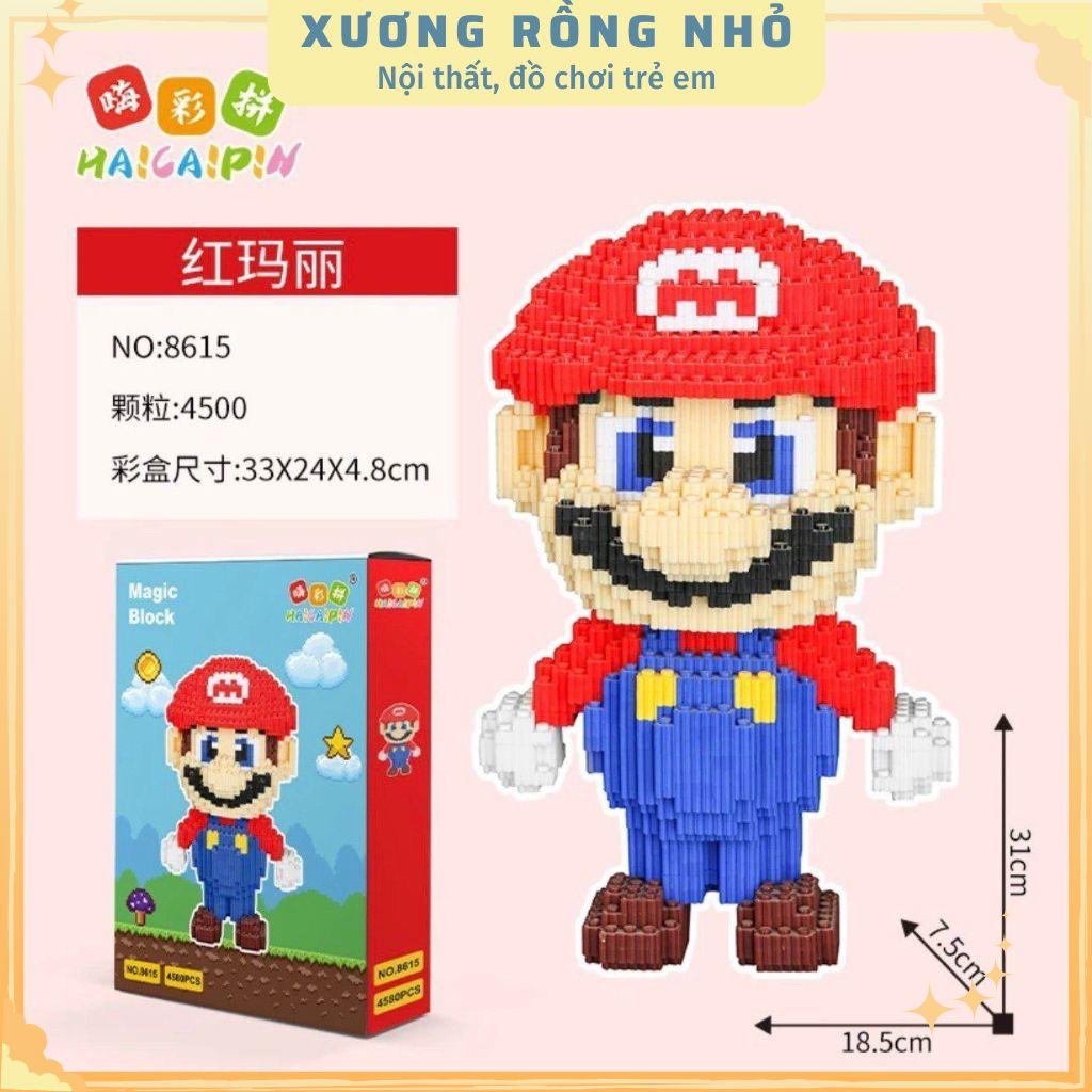 Mô Hình mario cỡ lớn size to 50cm đồ chơi xếp hình nano 3d cho bé chuẩn mẫu TẶNG BÚA