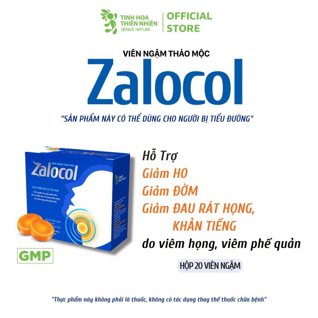 Viên ngậm thảo mộc Zalocol ( 20 viên) Hỗ trợ giảm ho, giúp giảm đờm, giảm đau rát họng, khản tiếng - Genat