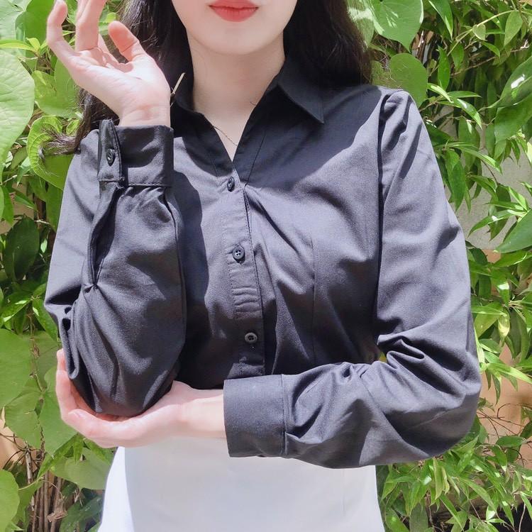 Áo sơ mi nữ form ôm tay ngắn vải kate màu trắng