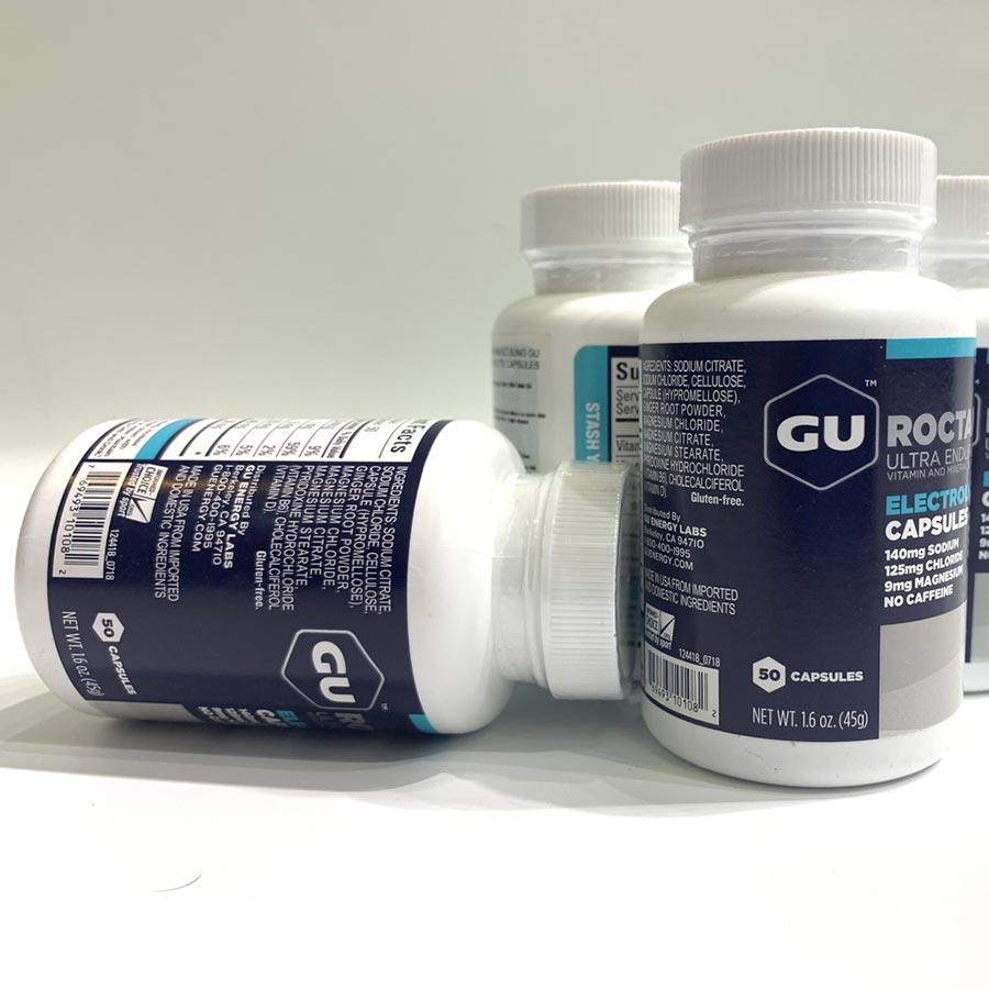 Viên uống điện giải GU Roctane Electrolyte Capsules Hũ/50 viên - Hổ trợ đạp xe và chạy bộ