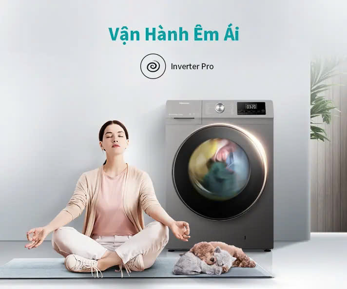Máy giặt sấy 2IN1 Hisense Inverter 10.5kg WDQA1043BT sạch khuẩn 99.9%, bảo hành 3 năm - HÀNG CHÍNH HÃNG