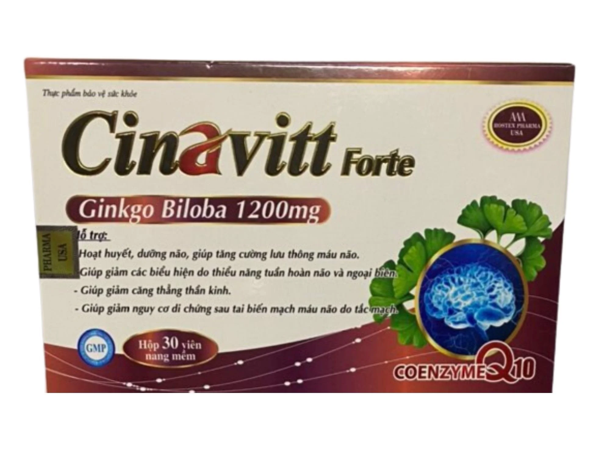 Combo 2 Hộp Hoạt huyết dưỡng não Cinavitt Foter Ginkgo Biloba Extract 1200mg - Nattokinase 300FU ngừa đột quỵ - Hộp 30 viên