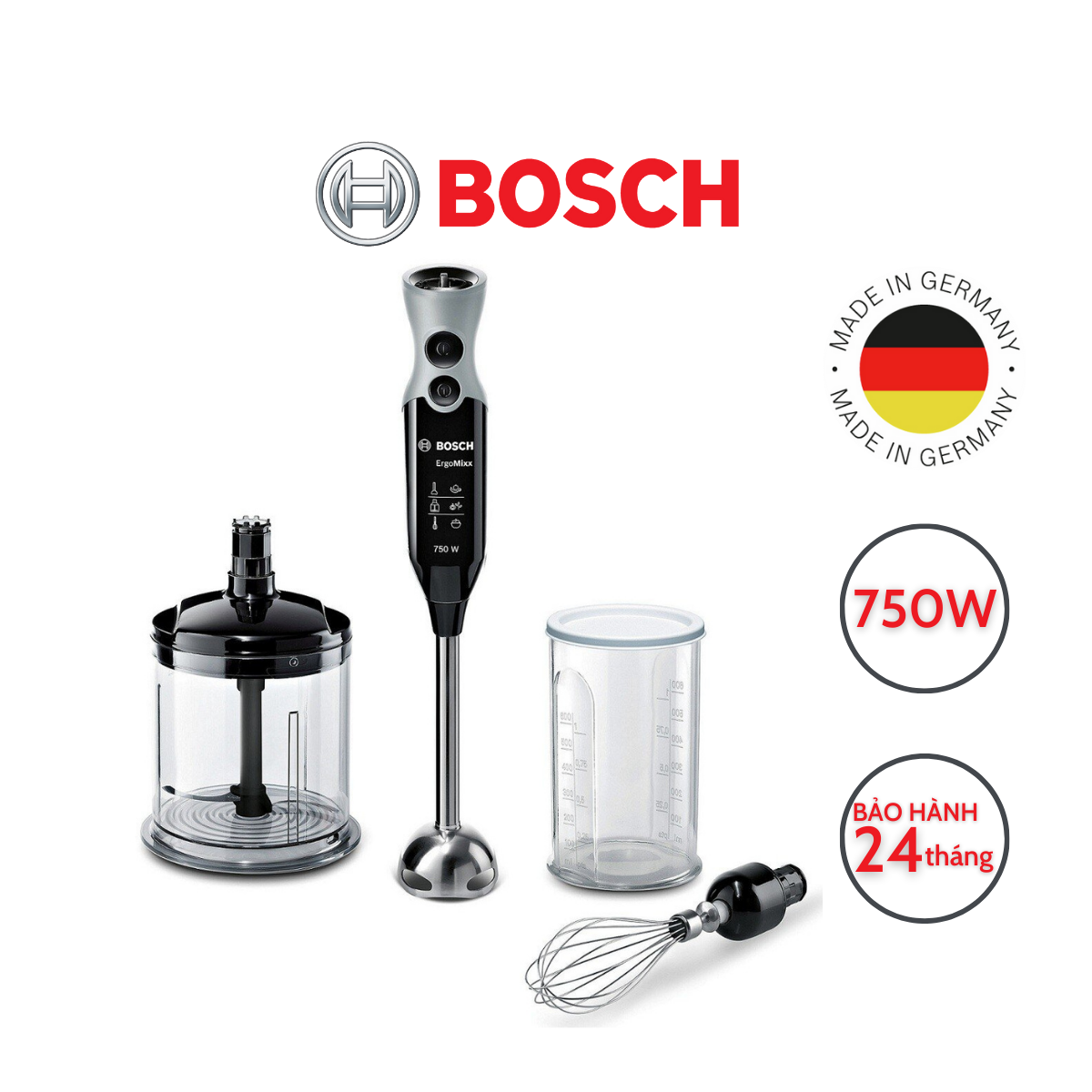 Hình ảnh Máy xay cầm tay Bosch Ergo Mixx 750W (MSM67160) - Hàng chính hãng