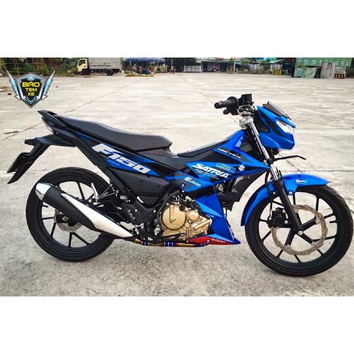 Tem xe Satria fi xanh bụng đen