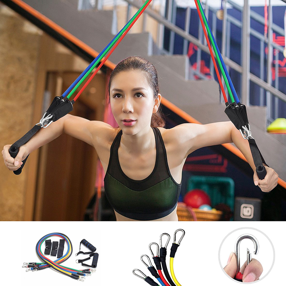 BỘ 5 DÂY DÂY KHÁNG LỰC TẬP GYM - MÓC THÉP TO CHẮN CHẮN HỖ TRỢ TẬP GYM ĐA NĂNG