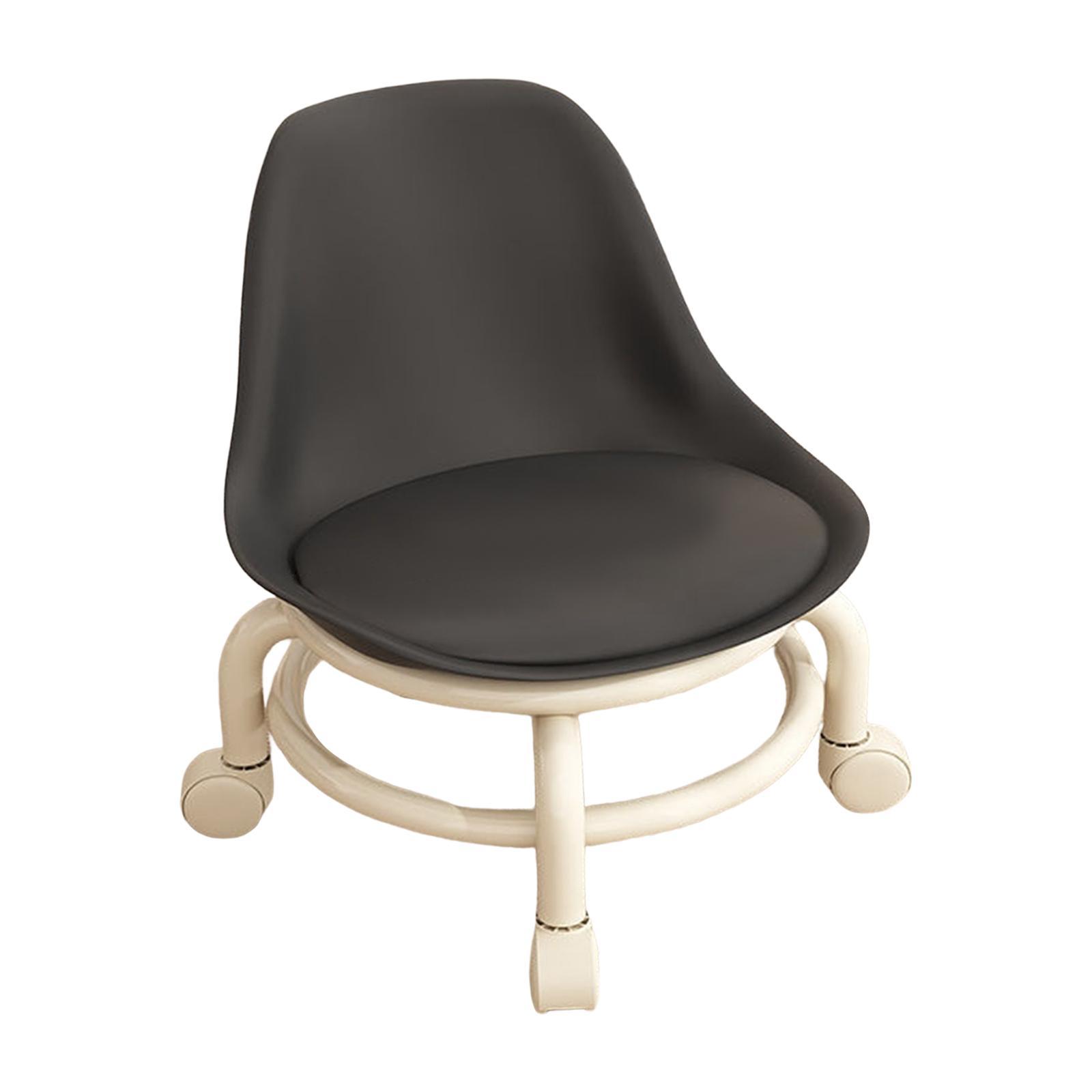 Low Height Rolling Stool with Back Stainless Steel  Height 45cm